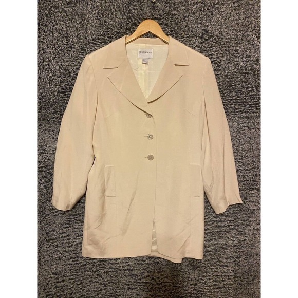 Hugo Buscati Jacket Blazer 100% Silk Button Lined Collared Light Pink Sz 12 - Picture 4 of 9